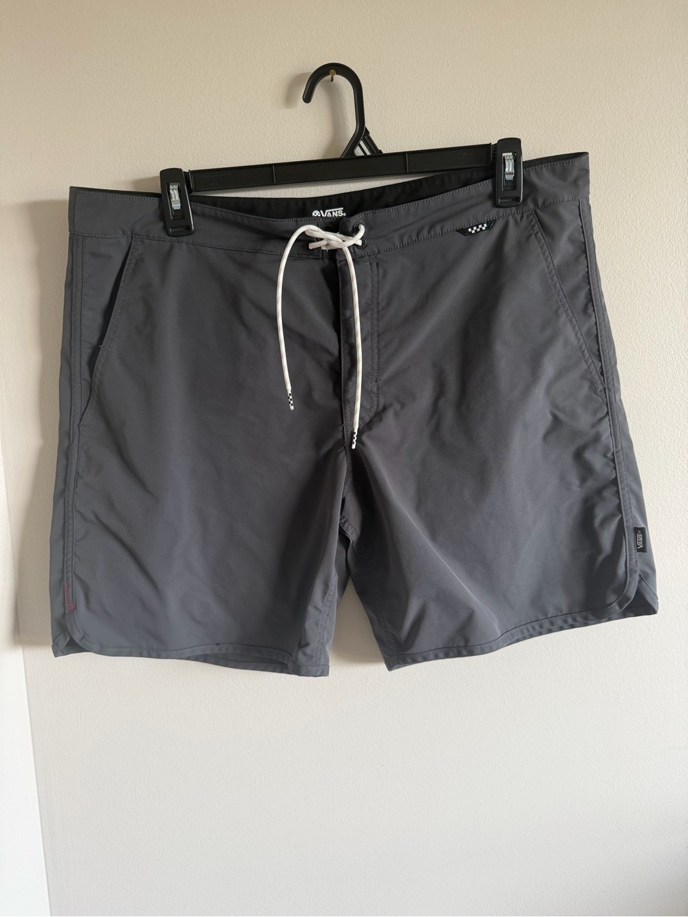 Vans Men's Dark Gray Swim Boardshorts with White Drawstring